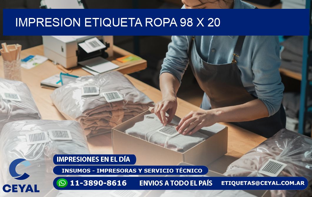 IMPRESION ETIQUETA ROPA 98 x 20
