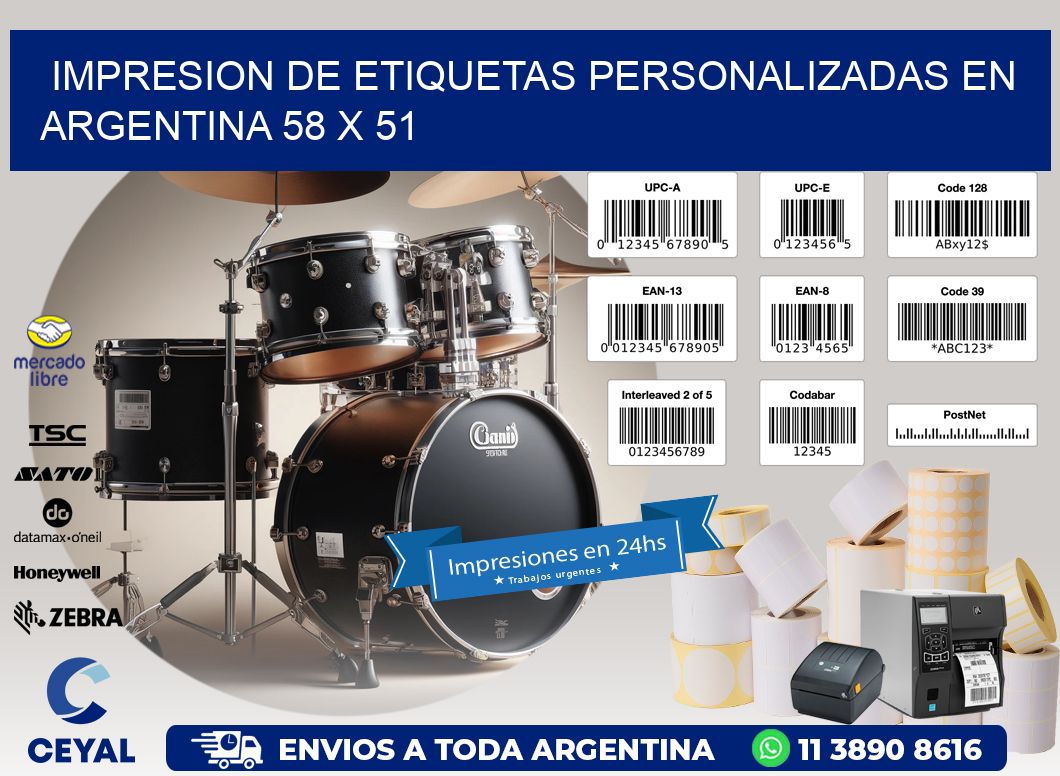 Impresion de Etiquetas Personalizadas en Argentina 58 x 51