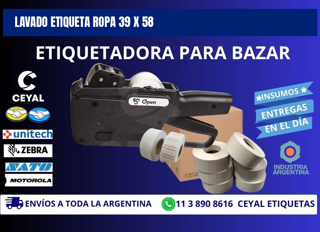 LAVADO ETIQUETA ROPA 39 x 58