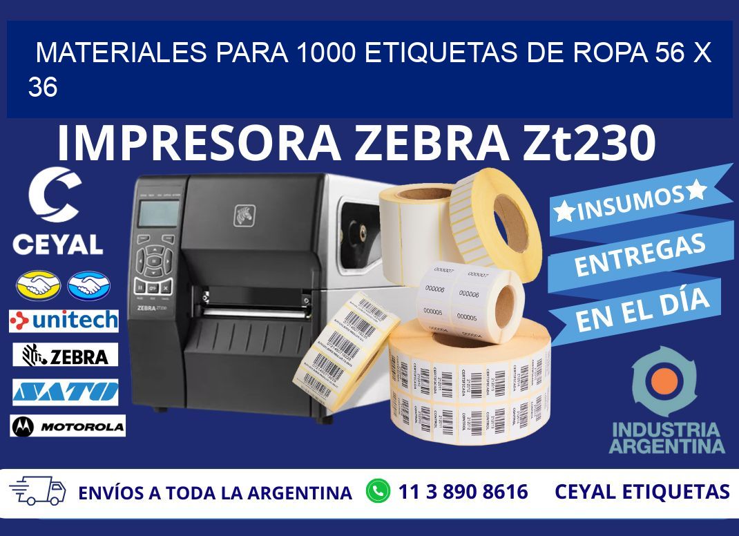 MATERIALES PARA 1000 ETIQUETAS DE ROPA 56 x 36