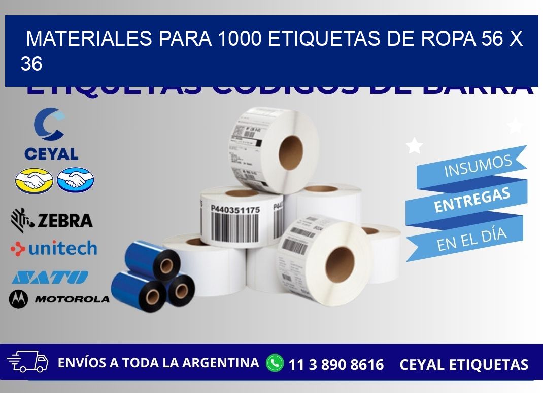 MATERIALES PARA 1000 ETIQUETAS DE ROPA 56 x 36