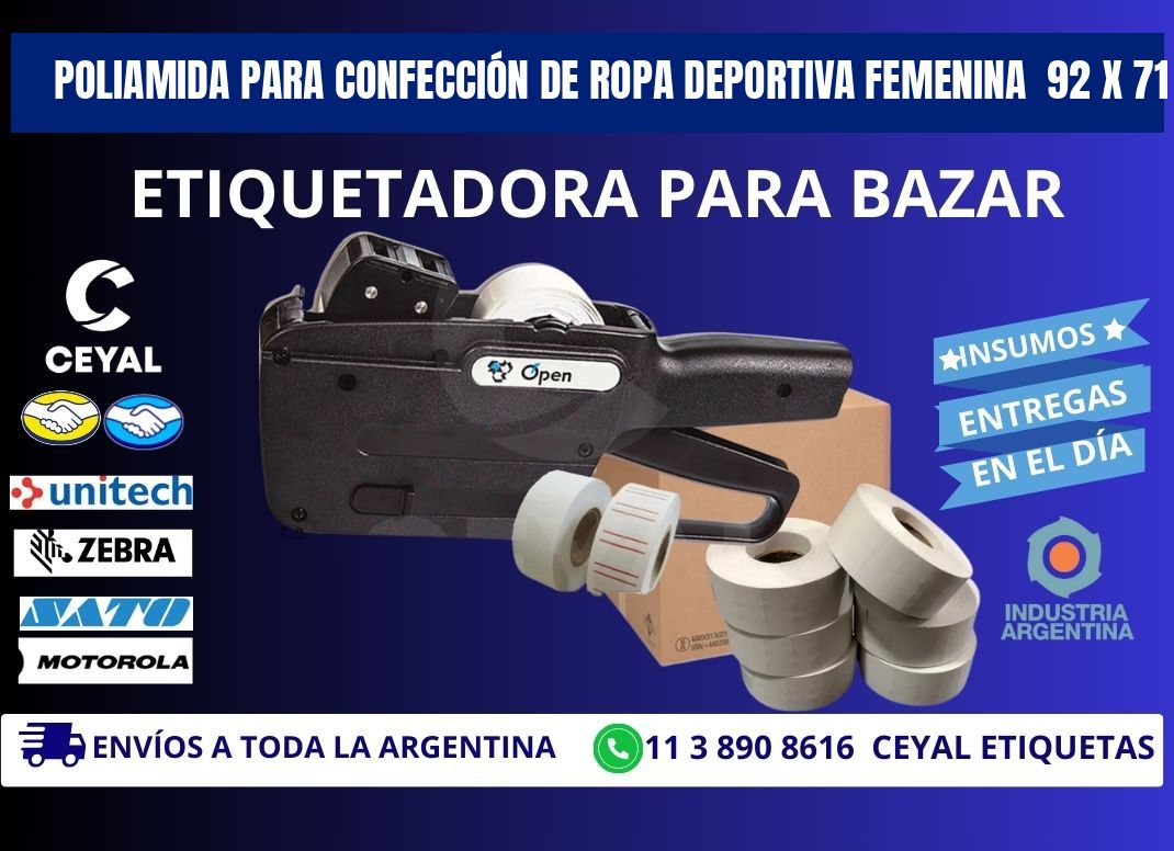 POLIAMIDA PARA CONFECCIÓN DE ROPA DEPORTIVA FEMENINA  92 x 71