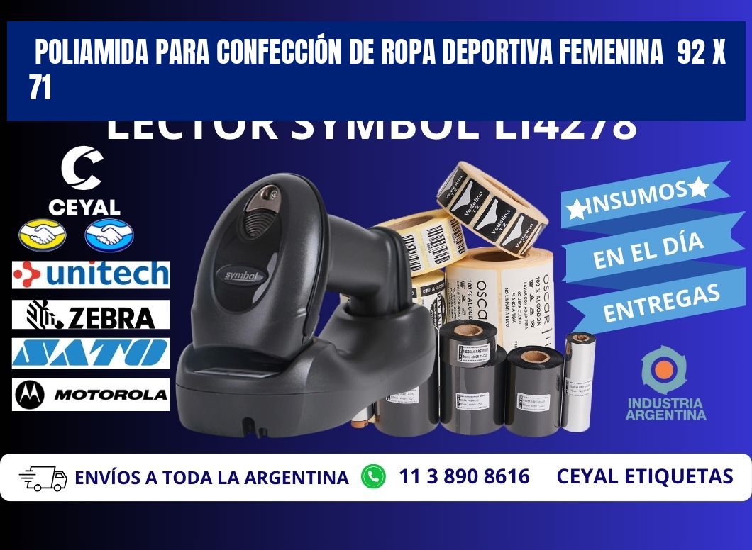 POLIAMIDA PARA CONFECCIÓN DE ROPA DEPORTIVA FEMENINA  92 x 71