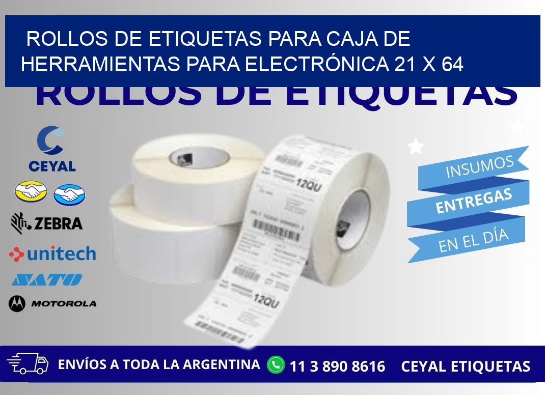 ROLLOS DE ETIQUETAS PARA CAJA DE HERRAMIENTAS PARA ELECTRÓNICA 21 x 64