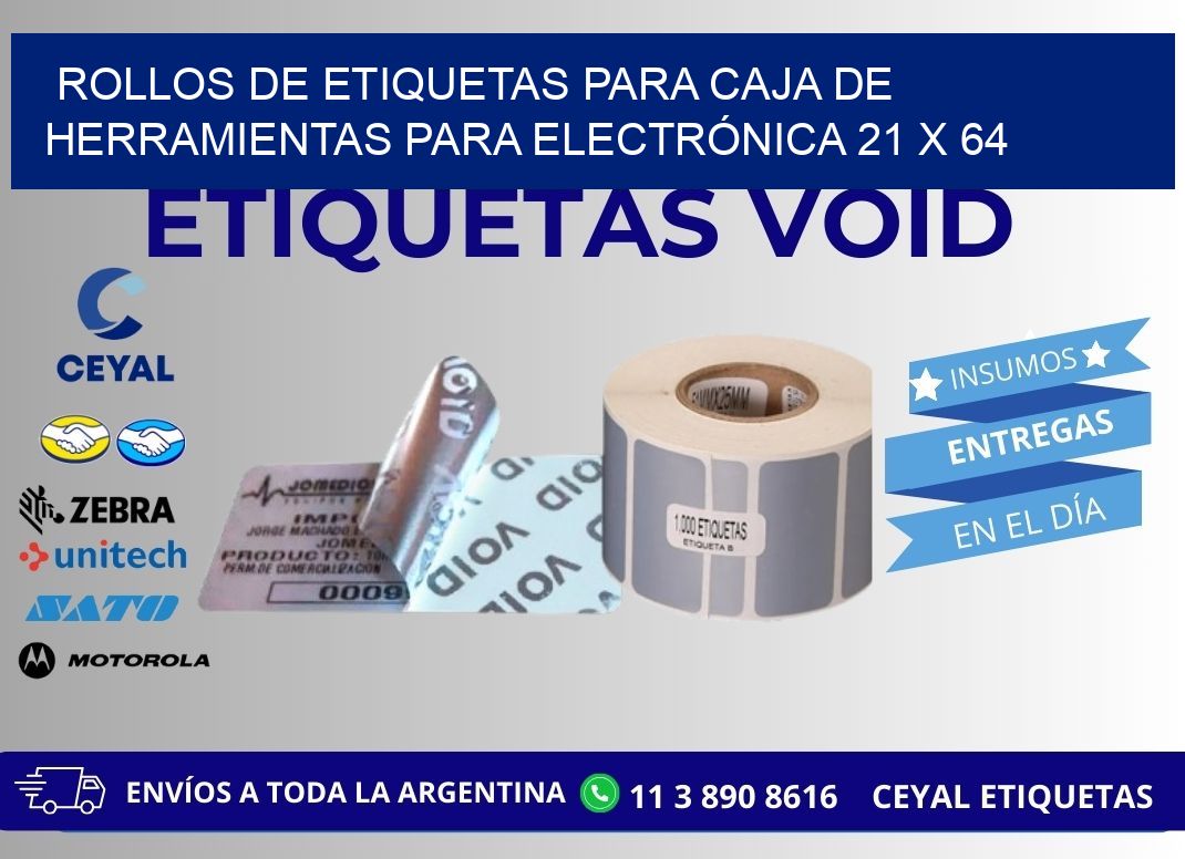 ROLLOS DE ETIQUETAS PARA CAJA DE HERRAMIENTAS PARA ELECTRÓNICA 21 x 64