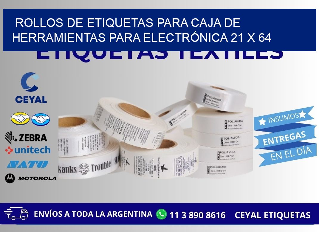 ROLLOS DE ETIQUETAS PARA CAJA DE HERRAMIENTAS PARA ELECTRÓNICA 21 x 64