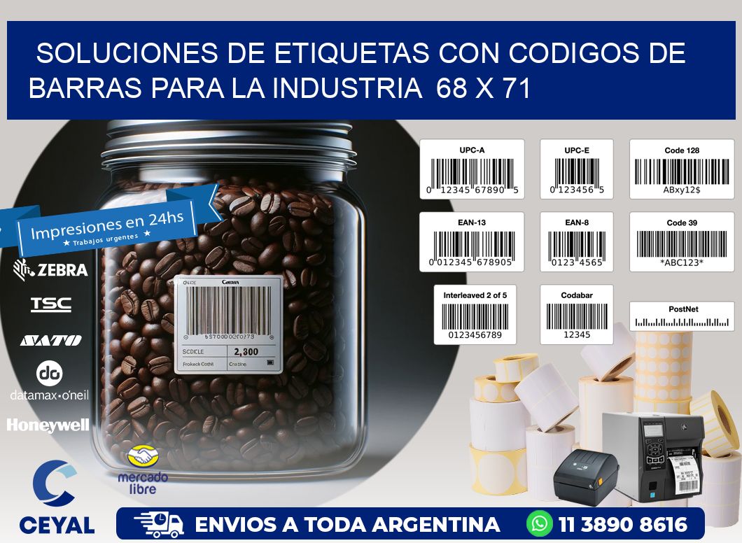 Soluciones de Etiquetas con Codigos de Barras para la Industria  68 x 71