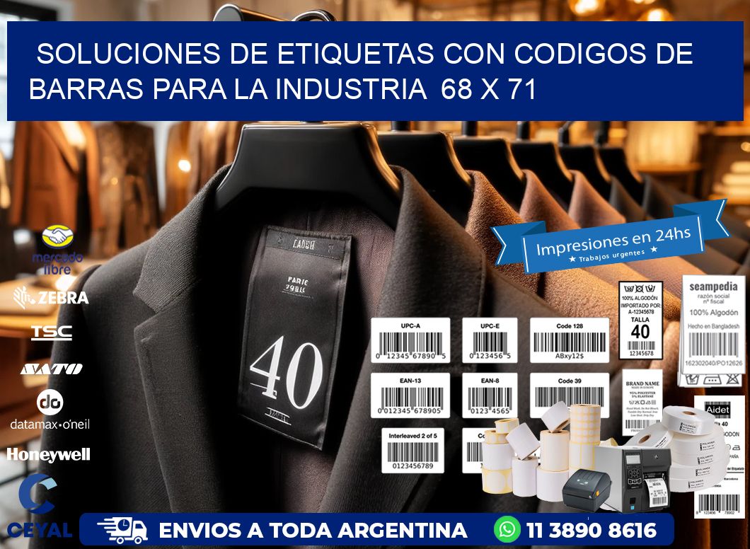 Soluciones de Etiquetas con Codigos de Barras para la Industria  68 x 71