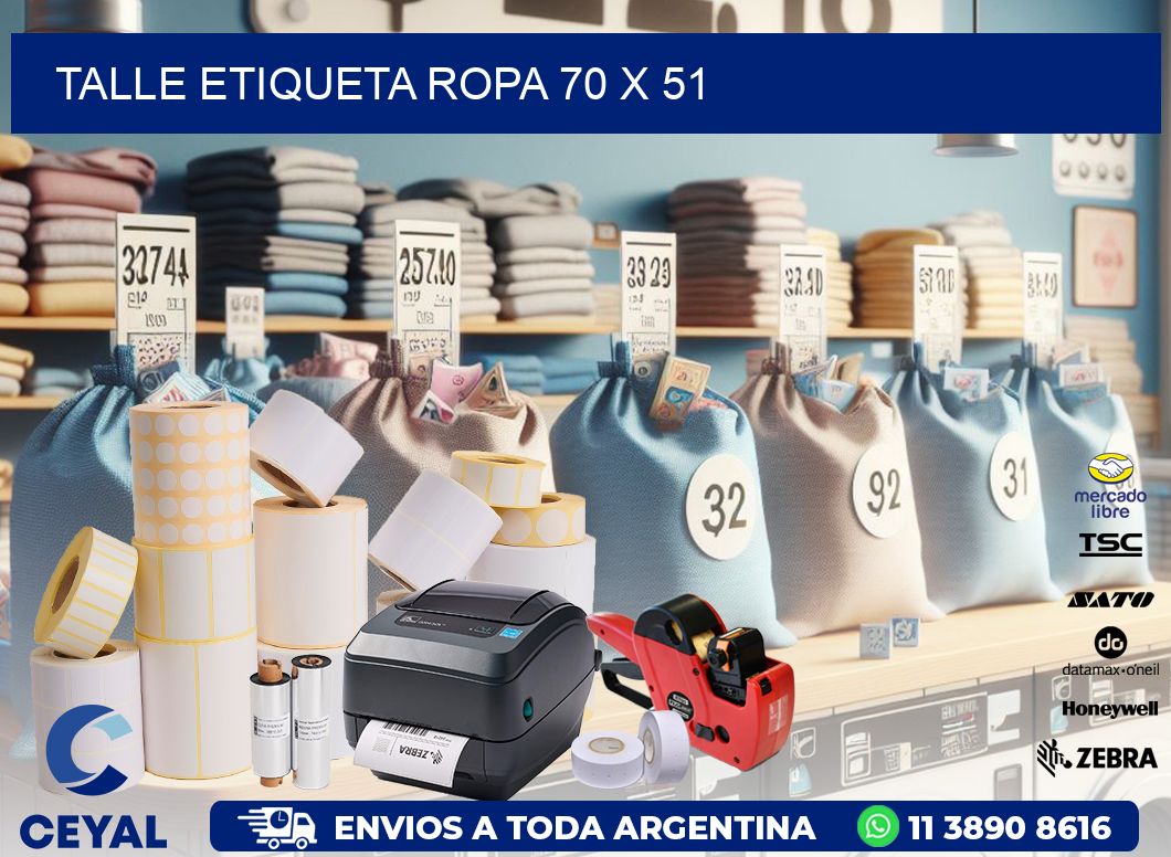 TALLE ETIQUETA ROPA 70 x 51