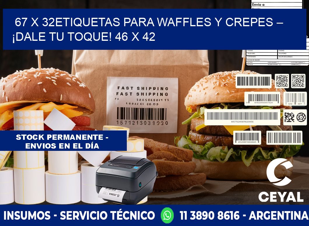 67 x 32Etiquetas para waffles y crepes – ¡Dale tu toque! 46 x 42