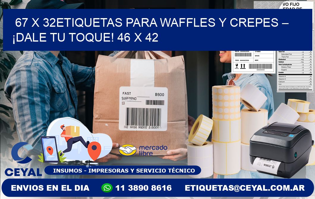 67 x 32Etiquetas para waffles y crepes – ¡Dale tu toque! 46 x 42