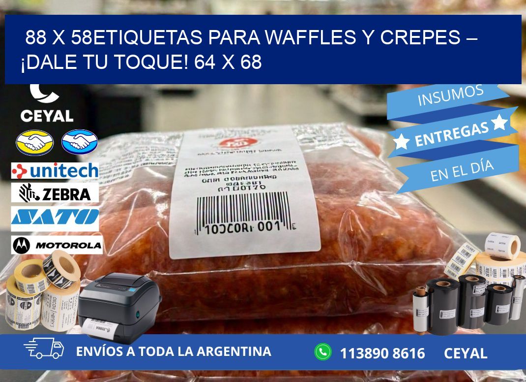 88 x 58Etiquetas para waffles y crepes – ¡Dale tu toque! 64 x 68