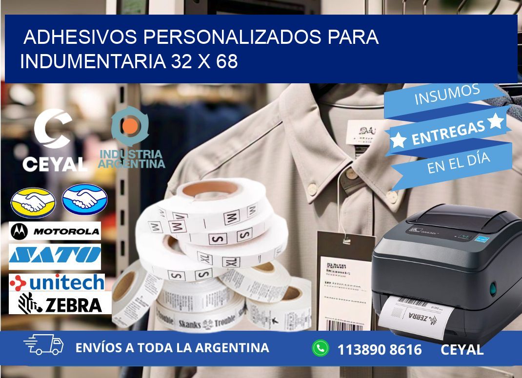 ADHESIVOS PERSONALIZADOS PARA INDUMENTARIA 32 x 68