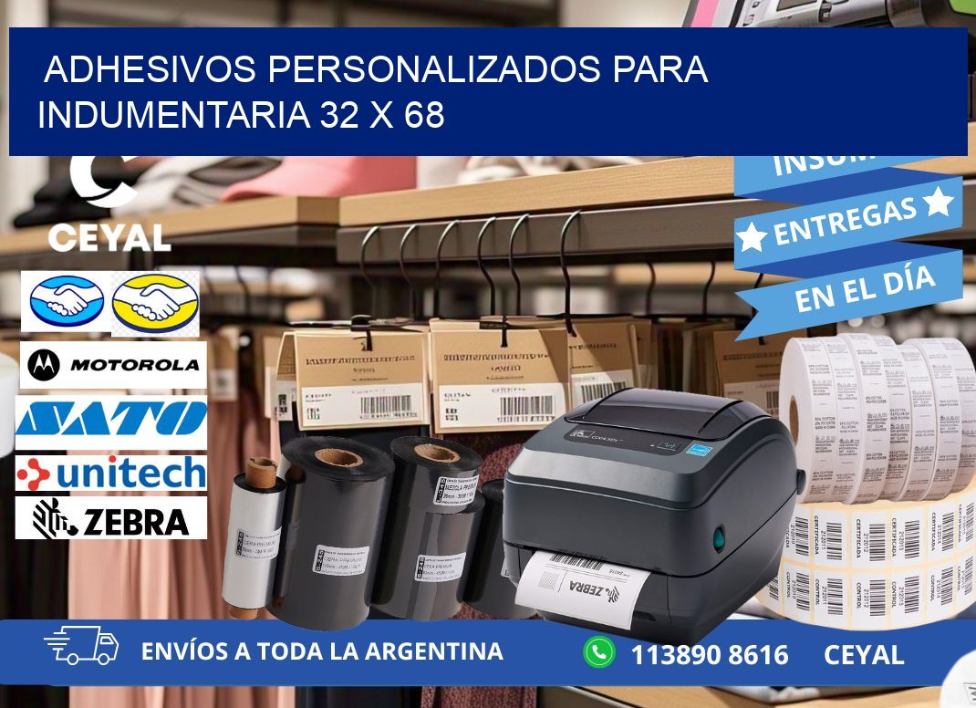 ADHESIVOS PERSONALIZADOS PARA INDUMENTARIA 32 x 68