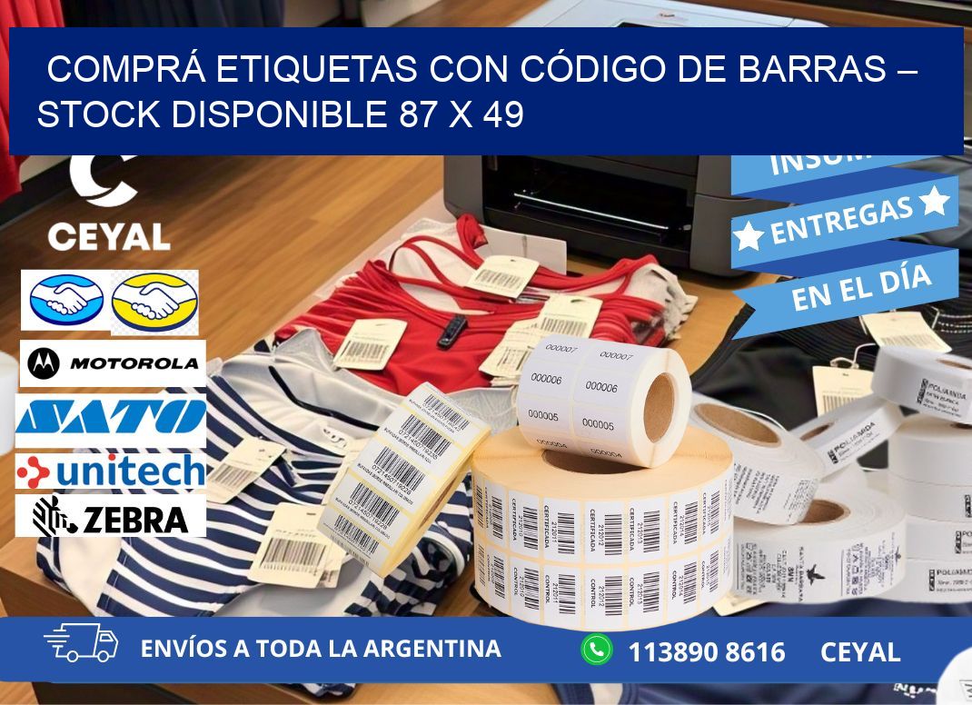 COMPRÁ ETIQUETAS CON CÓDIGO DE BARRAS – STOCK DISPONIBLE 87 x 49