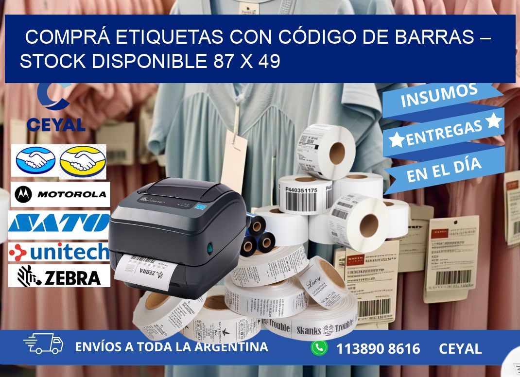 COMPRÁ ETIQUETAS CON CÓDIGO DE BARRAS – STOCK DISPONIBLE 87 x 49