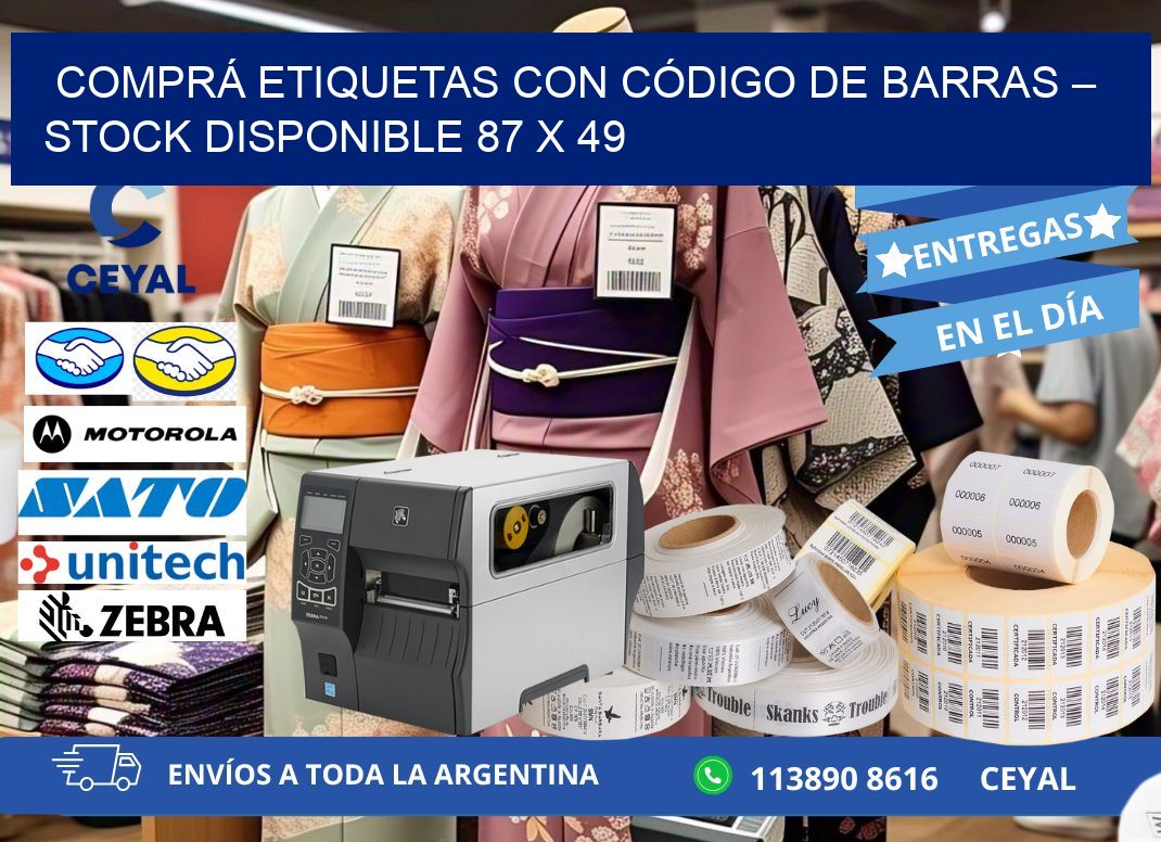 COMPRÁ ETIQUETAS CON CÓDIGO DE BARRAS – STOCK DISPONIBLE 87 x 49