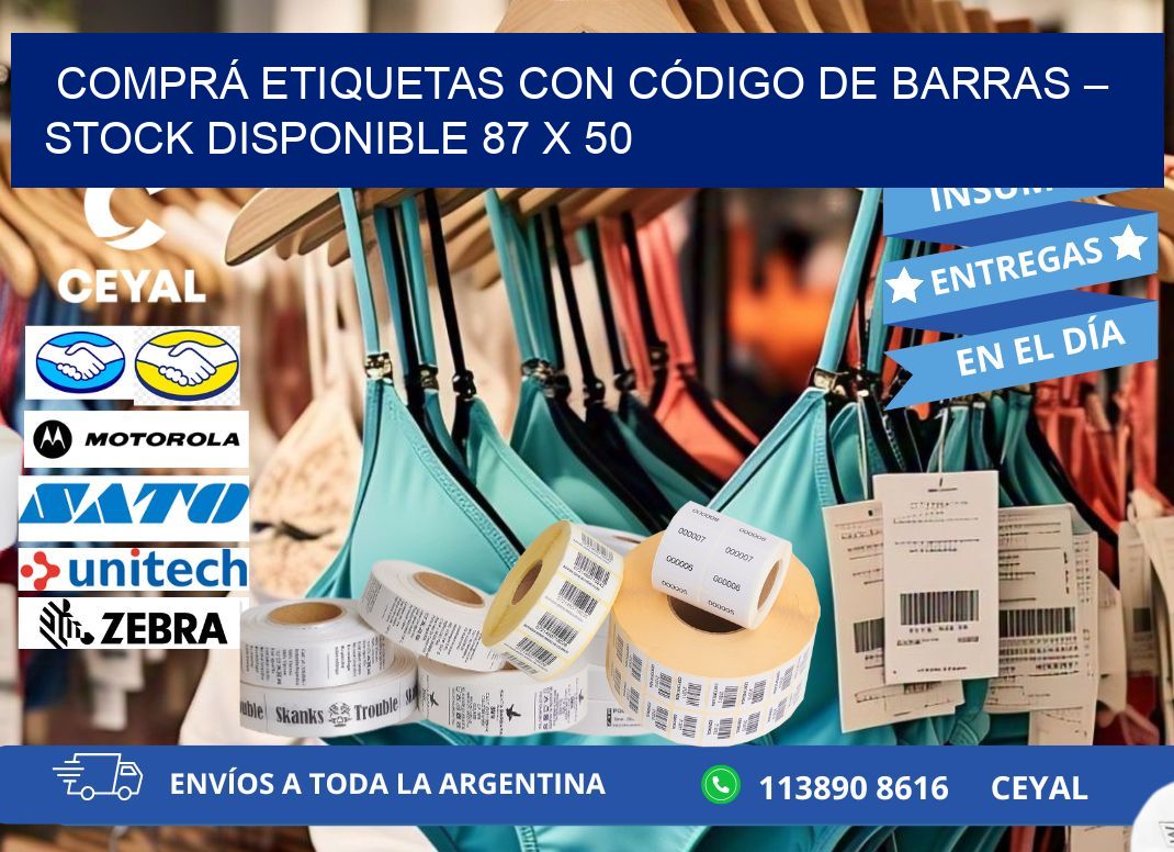 COMPRÁ ETIQUETAS CON CÓDIGO DE BARRAS – STOCK DISPONIBLE 87 x 50