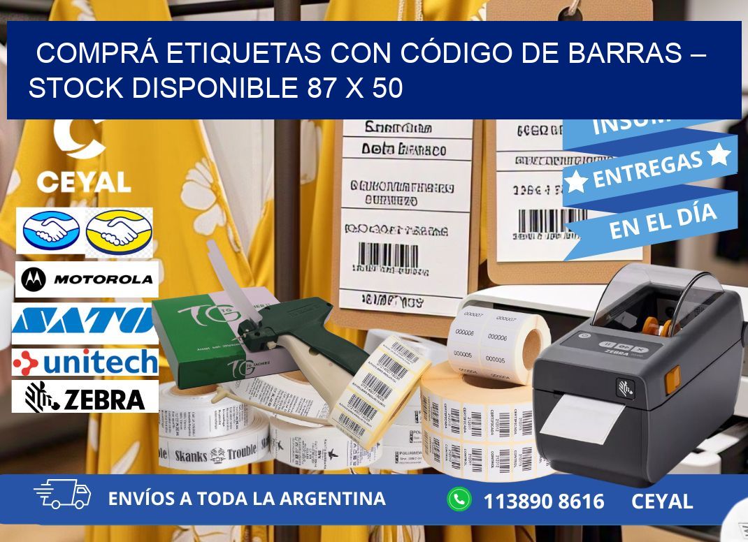 COMPRÁ ETIQUETAS CON CÓDIGO DE BARRAS – STOCK DISPONIBLE 87 x 50