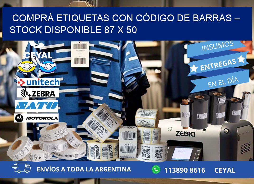 COMPRÁ ETIQUETAS CON CÓDIGO DE BARRAS – STOCK DISPONIBLE 87 x 50