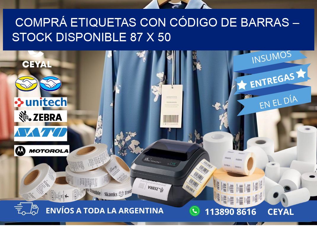 COMPRÁ ETIQUETAS CON CÓDIGO DE BARRAS – STOCK DISPONIBLE 87 x 50