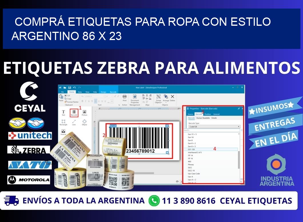 COMPRÁ ETIQUETAS PARA ROPA CON ESTILO ARGENTINO 86 x 23