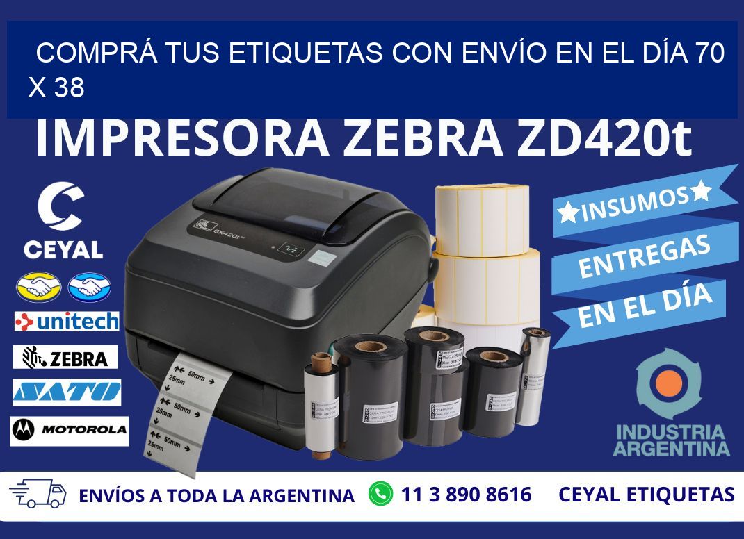 COMPRÁ TUS ETIQUETAS CON ENVÍO EN EL DÍA 70 x 38