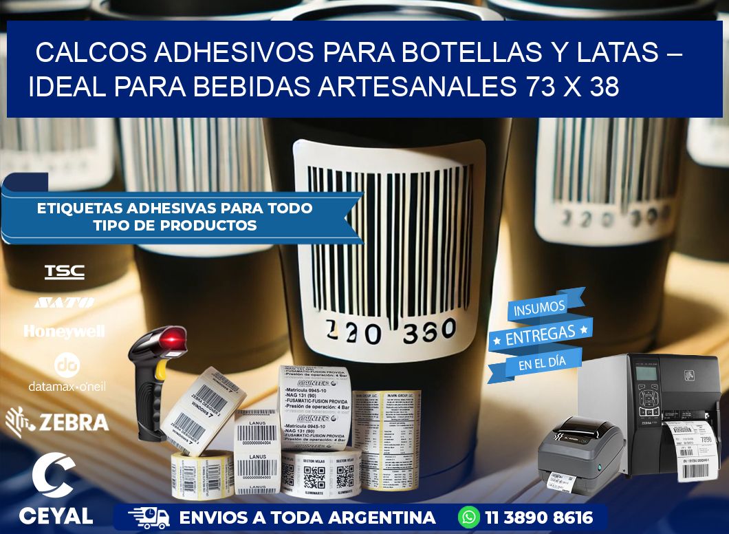 Calcos Adhesivos para Botellas y Latas – Ideal para Bebidas Artesanales 73 x 38