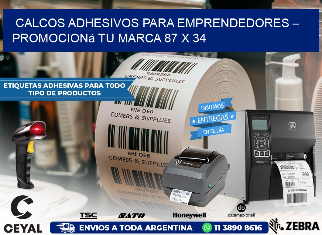 Calcos Adhesivos para Emprendedores – Promocioná Tu Marca 87 x 34