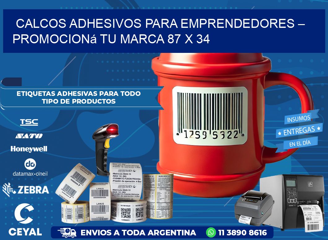 Calcos Adhesivos para Emprendedores – Promocioná Tu Marca 87 x 34