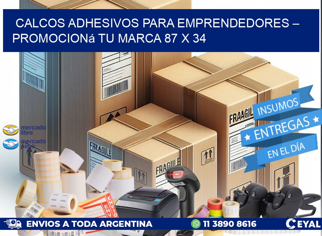 Calcos Adhesivos para Emprendedores – Promocioná Tu Marca 87 x 34