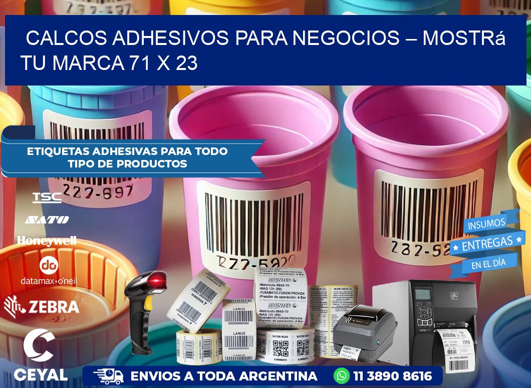 Calcos Adhesivos para Negocios – Mostrá Tu Marca 71 x 23