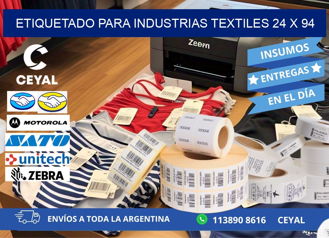 ETIQUETADO PARA INDUSTRIAS TEXTILES 24 x 94