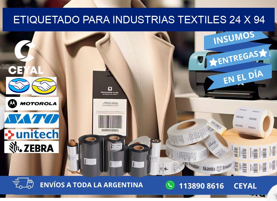 ETIQUETADO PARA INDUSTRIAS TEXTILES 24 x 94