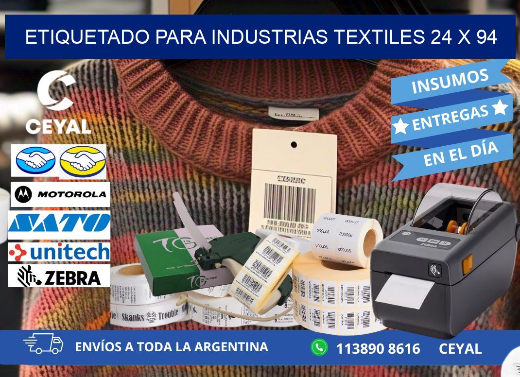 ETIQUETADO PARA INDUSTRIAS TEXTILES 24 x 94
