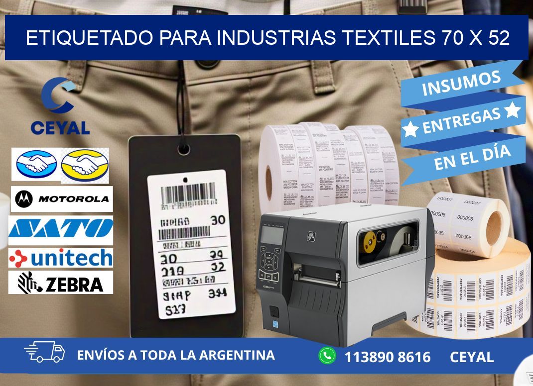 ETIQUETADO PARA INDUSTRIAS TEXTILES 70 x 52