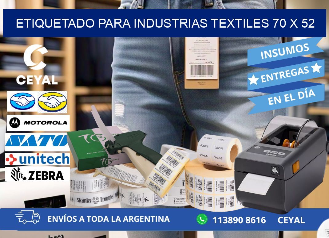 ETIQUETADO PARA INDUSTRIAS TEXTILES 70 x 52