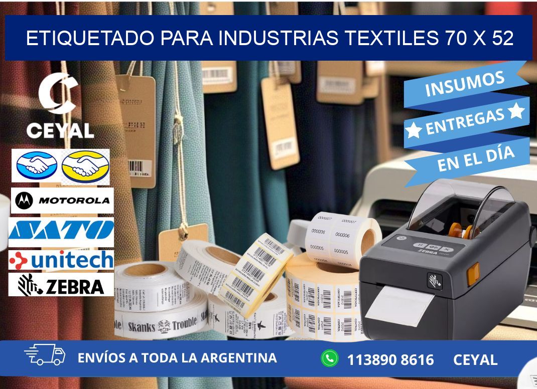 ETIQUETADO PARA INDUSTRIAS TEXTILES 70 x 52
