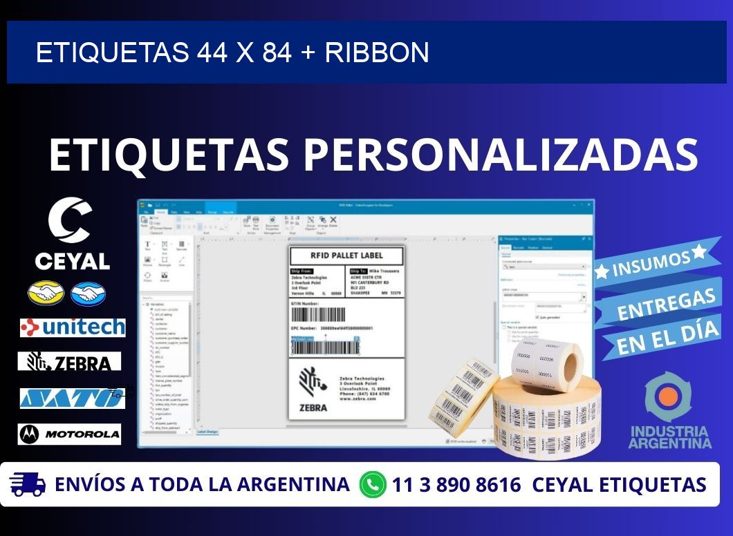 ETIQUETAS 44 x 84 + RIBBON