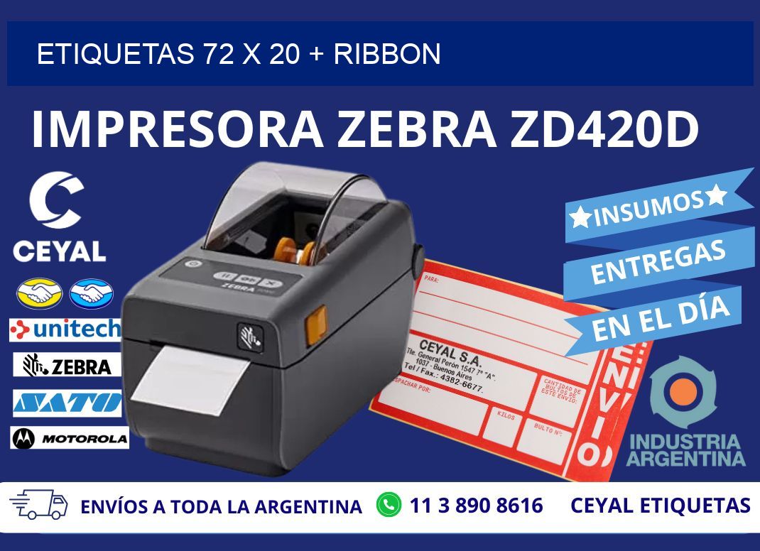 ETIQUETAS 72 x 20 + RIBBON