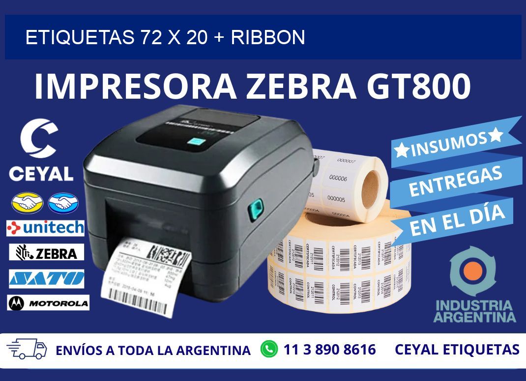 ETIQUETAS 72 x 20 + RIBBON