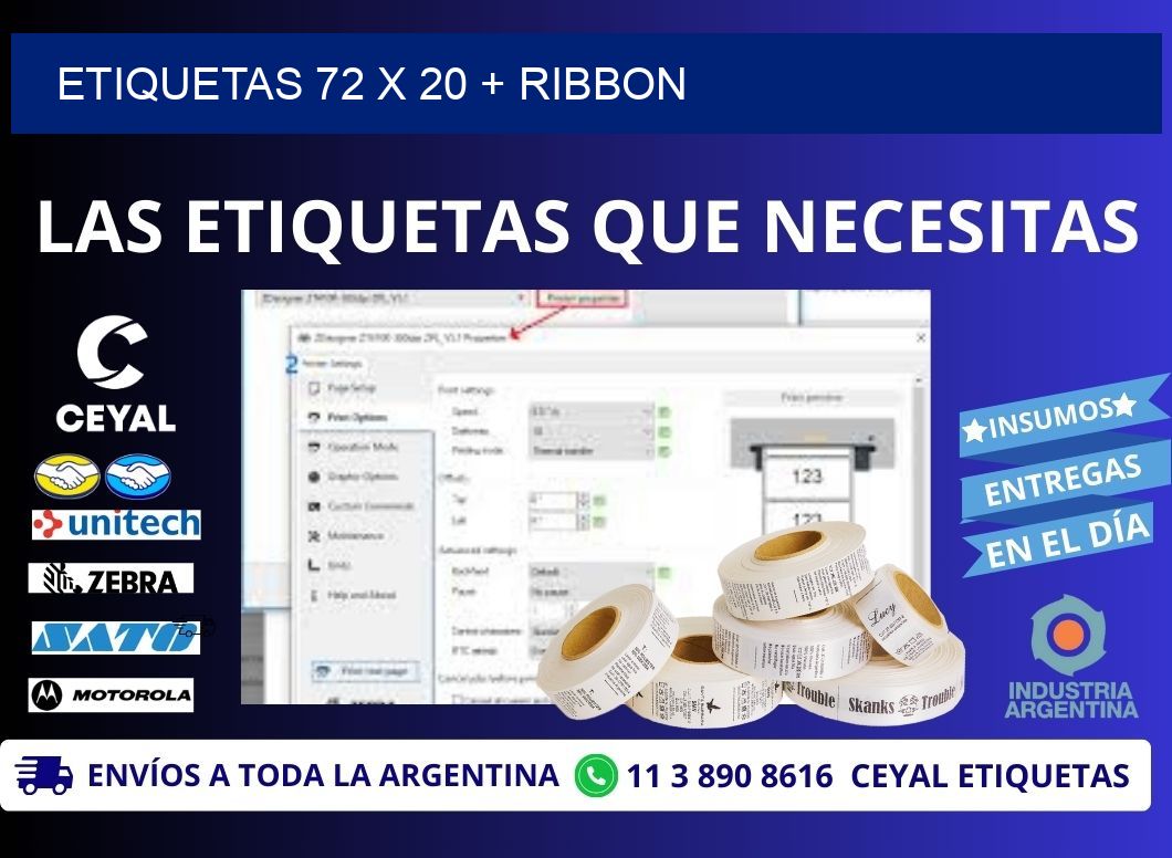 ETIQUETAS 72 x 20 + RIBBON