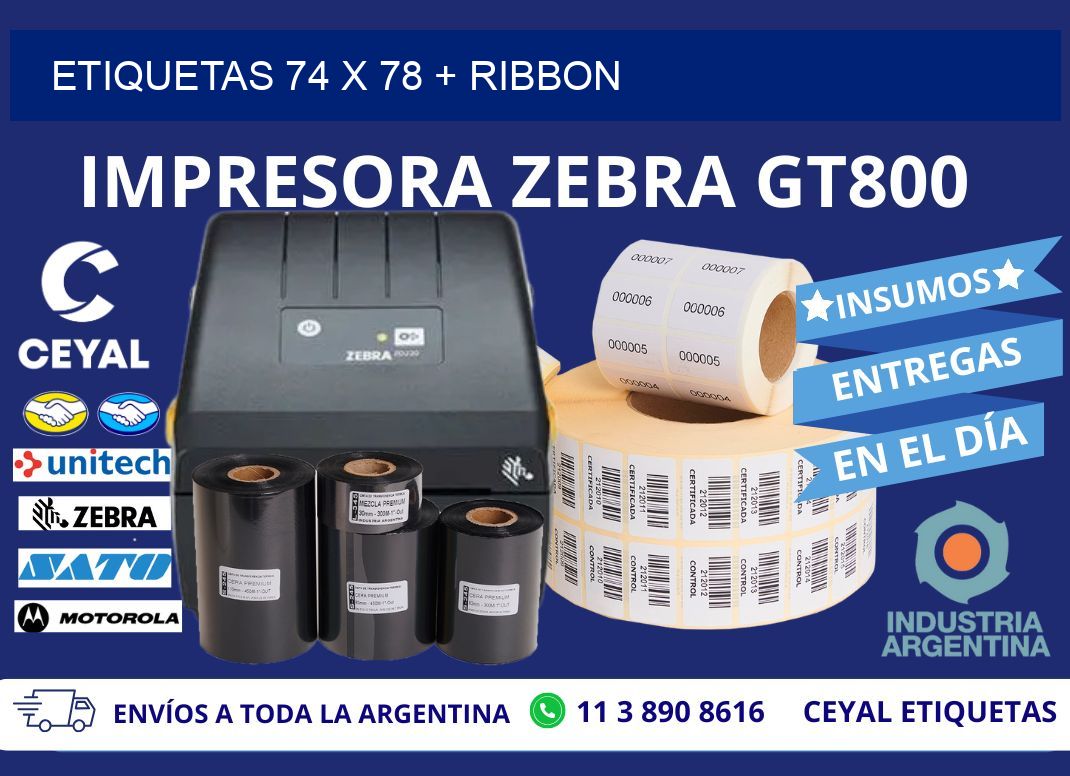 ETIQUETAS 74 x 78 + RIBBON