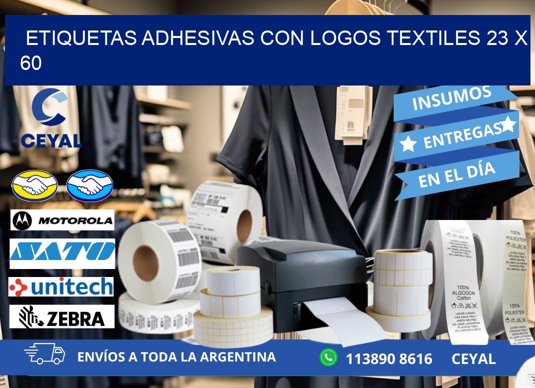 ETIQUETAS ADHESIVAS CON LOGOS TEXTILES 23 x 60