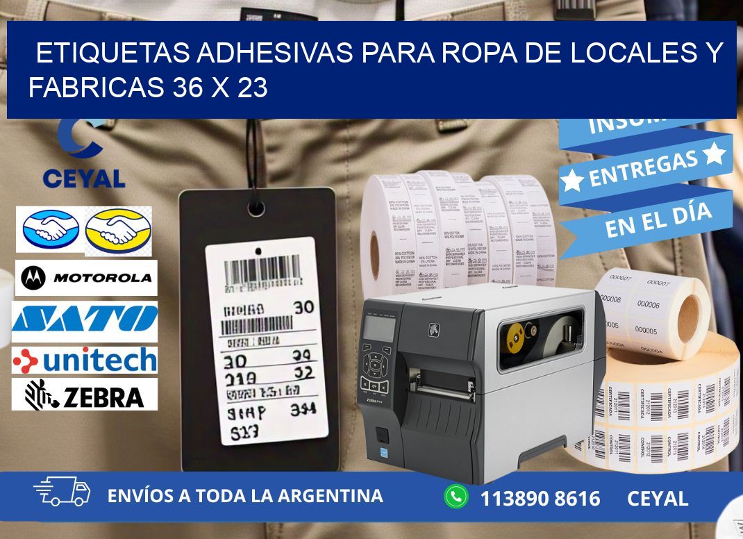 ETIQUETAS ADHESIVAS PARA ROPA DE LOCALES Y FABRICAS 36 x 23