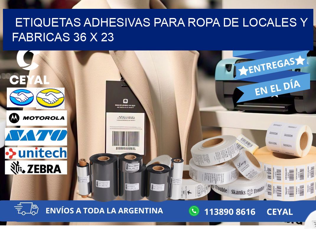 ETIQUETAS ADHESIVAS PARA ROPA DE LOCALES Y FABRICAS 36 x 23