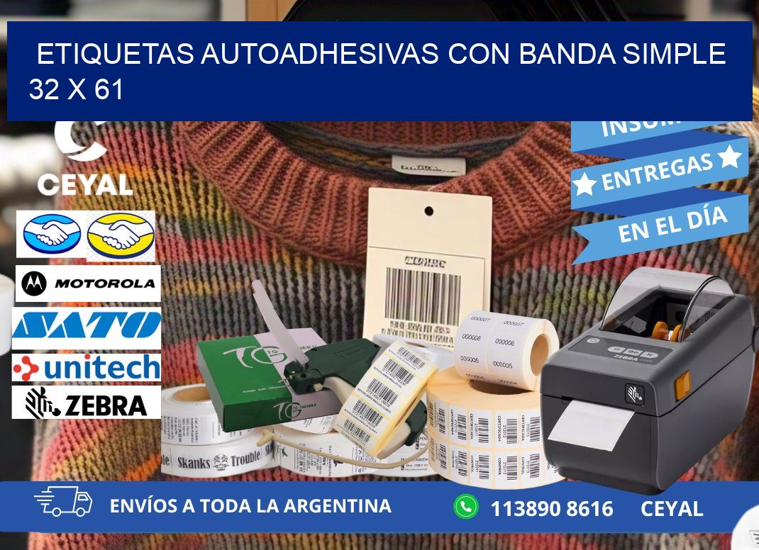 ETIQUETAS AUTOADHESIVAS CON BANDA SIMPLE 32 x 61