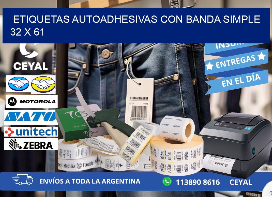 ETIQUETAS AUTOADHESIVAS CON BANDA SIMPLE 32 x 61