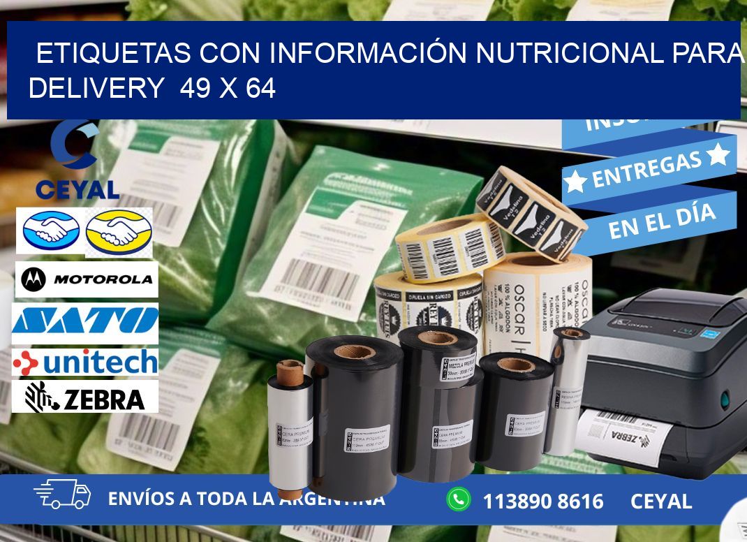 ETIQUETAS CON INFORMACIÓN NUTRICIONAL PARA DELIVERY  49 x 64