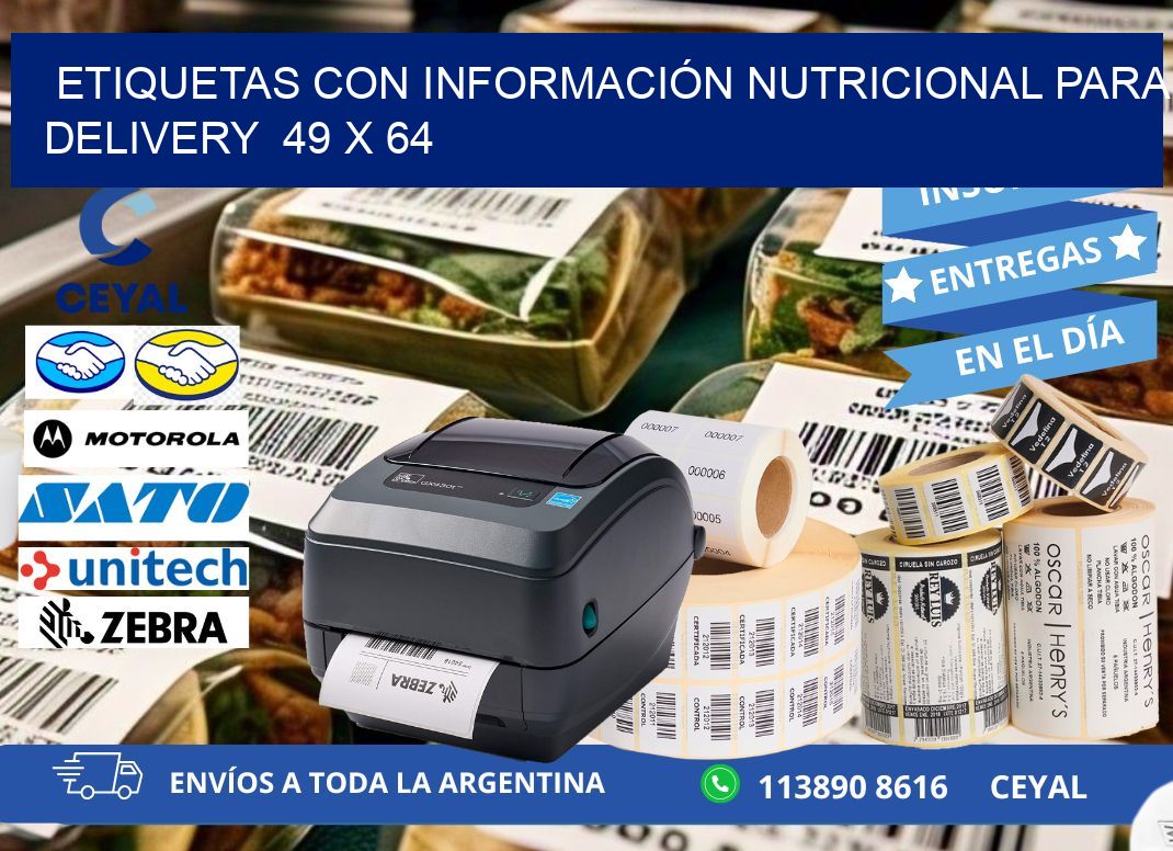 ETIQUETAS CON INFORMACIÓN NUTRICIONAL PARA DELIVERY  49 x 64